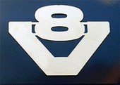 Edelstahl V8-Zeichen Gr��e 1 (B240 x H192) passend f�r Scania R - laut Herstellerangaben