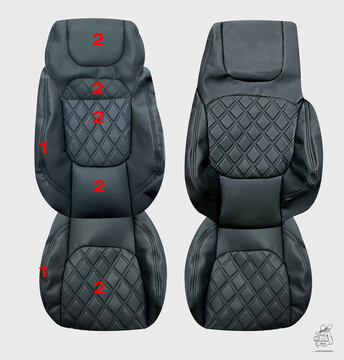 Sitzbezge passend fr DAF XG/XG+ ab Bj. 2020 - Beifahrer Klappstuhl mit Esstisch - Eleganz Anfertigung nach Wunsch
