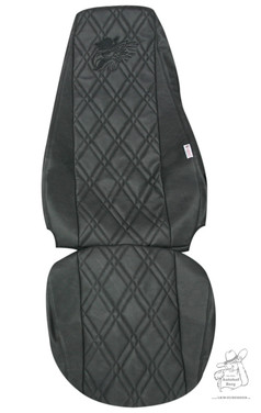 Schwarzer Fahrersitzbezug f�r Scania mit Rautensteppung