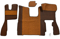 Scania S Bodenset 3D Poly Line aus Kunstleder in Braun und Cognac mit Waffel-Muster.