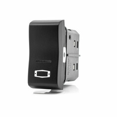 Schwarzer Scania Schalter aus Kunststoff mit wei�em Beleuchtungssymbol f�r Doppelbrenner.