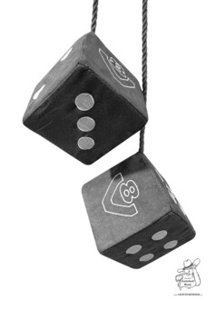 Wrfel grau mit V8 Stick in wei