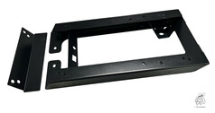 Schwarze, pulverbeschichtete tiefe Sitzkonsole aus Metall fr LKW-Sitze.