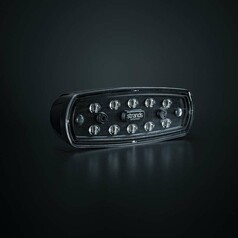 Schwarzes Strands LED Rckfahrlicht mit klarer Linse und mehreren LEDs.