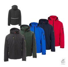 Jacke Creek PAD Ultralite Softshelljacken in Schwarz, Grn, Blau, Dunkelblau und Rot. Eine schwarze Jacke von hinten mit Reflexstreifen.