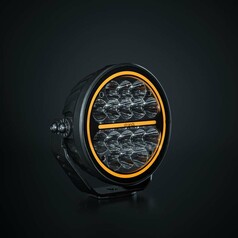 Strands Siberia XPA Fernscheinwerfer, schwarz, mit klaren Linsen und bernsteinfarbenem Positionslicht.