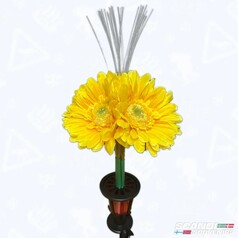 Handgemachte gelbe Deko-Sonnenblume mit LED-Beleuchtung und Zigarettenanz�nderstecker.