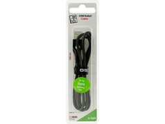 Schwarzes USB Ladekabel auf Apple, 1m lang, im Blister verpackt.
