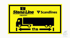 Aufkleber mit Stena Line Logo, LKW-Silhouette und L�ngenangabe "17 m".
