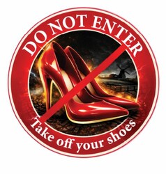 Roter Aufkleber mit High Heels und Text "Do not Enter".