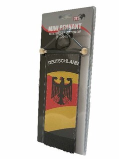 Mini Wimpel Deutschland mit Adler und Fransen, inklusive Saugnapf.