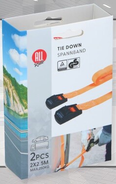 Zwei orangefarbene Spanngurte mit schwarzen Verschl�ssen.
