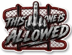 Lufterfrischer mit Aufdruck "THIS ONE IS ALLOWED" und Mittelfinger-Geste, rote Bullbar.