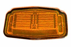 Orange DTS PIN Double Dutch Blinkerabdeckung aus Kunststoff, ca. 3,5cm breit.