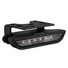 Schwarzer Nano-R�ckfahrscheinwerfer mit Halterung und sichtbaren LEDs.
