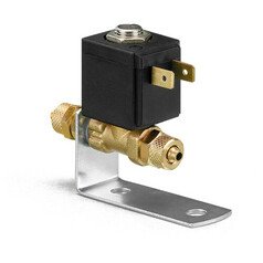 Magnetventil f�r pneumatische Lufth�rner, schwarz/messingfarben, mit Halterung.
