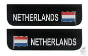 Schmutzfänger (Paar) 60x18cm "Netherlands" Schriftzug + Flagge