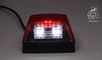 LED Kennzeichenleuchte mit roter Lichtscheibe, Kennzeichenbeleuchtung, Fahrzeugbeleuchtung, ONLINESHOP