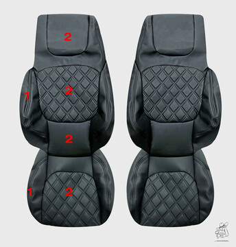 Sitzbezüge passend für DAF XG/XG+ ab Bj. 2020 - Beifahrer Luftgefedert - Eleganz Anfertigung nach Wunsch