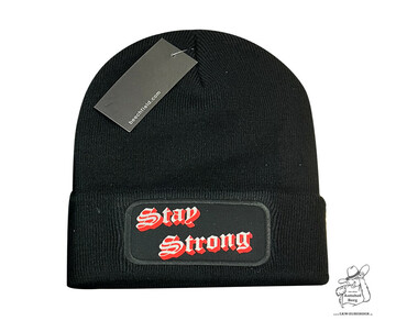 AST Wintermütze schwarz mit Druck "Stay Strong"
