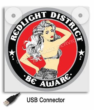 Leuchtkasten 17x17  "Redlight District - Be Aware"