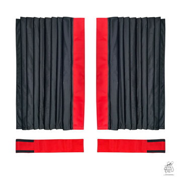 Rundumgardine Velour mit Lederkante